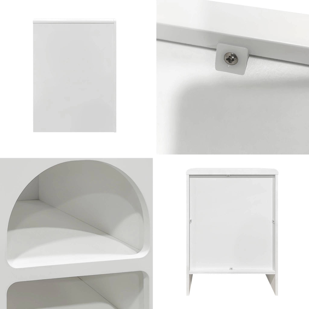 Set 2 comodini effetto legno bianco, 2 nicchie, bianco