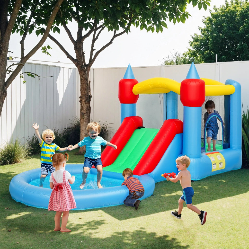 Castello gonfiabile per bambini con scivolo ¨C zephmum ¨C 415x205x190cm, multicolore