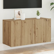 Mobile TV a Parete-Mobile TV a Muro Rovere Artigianale 80x30x41 cm