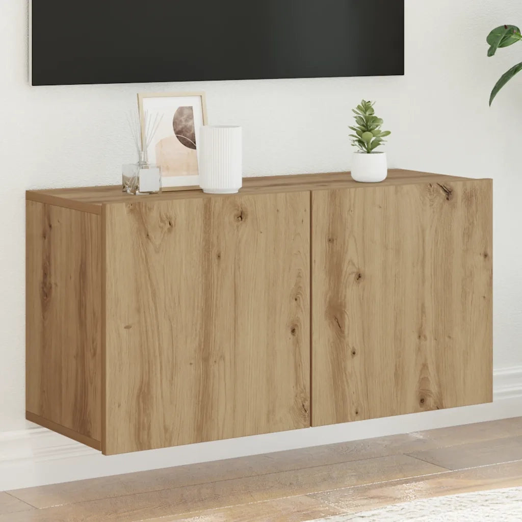 Mobile TV a Parete-Mobile TV a Muro Rovere Artigianale 80x30x41 cm