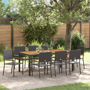 Set da Pranzo da Giardino 9 Pezzi in Polyrattan Nero