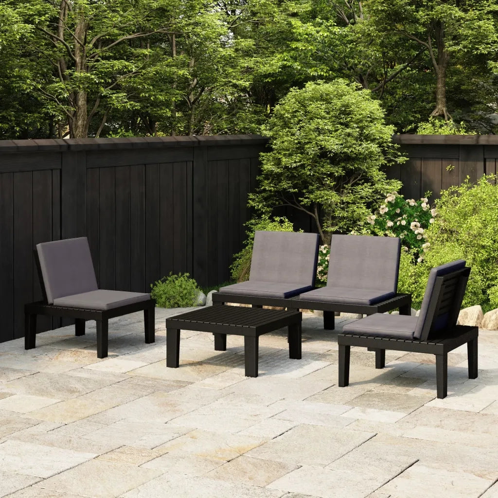 Set Divani da Giardino con Cuscini 4 pz in Plastica Grigio cod mxl 36209