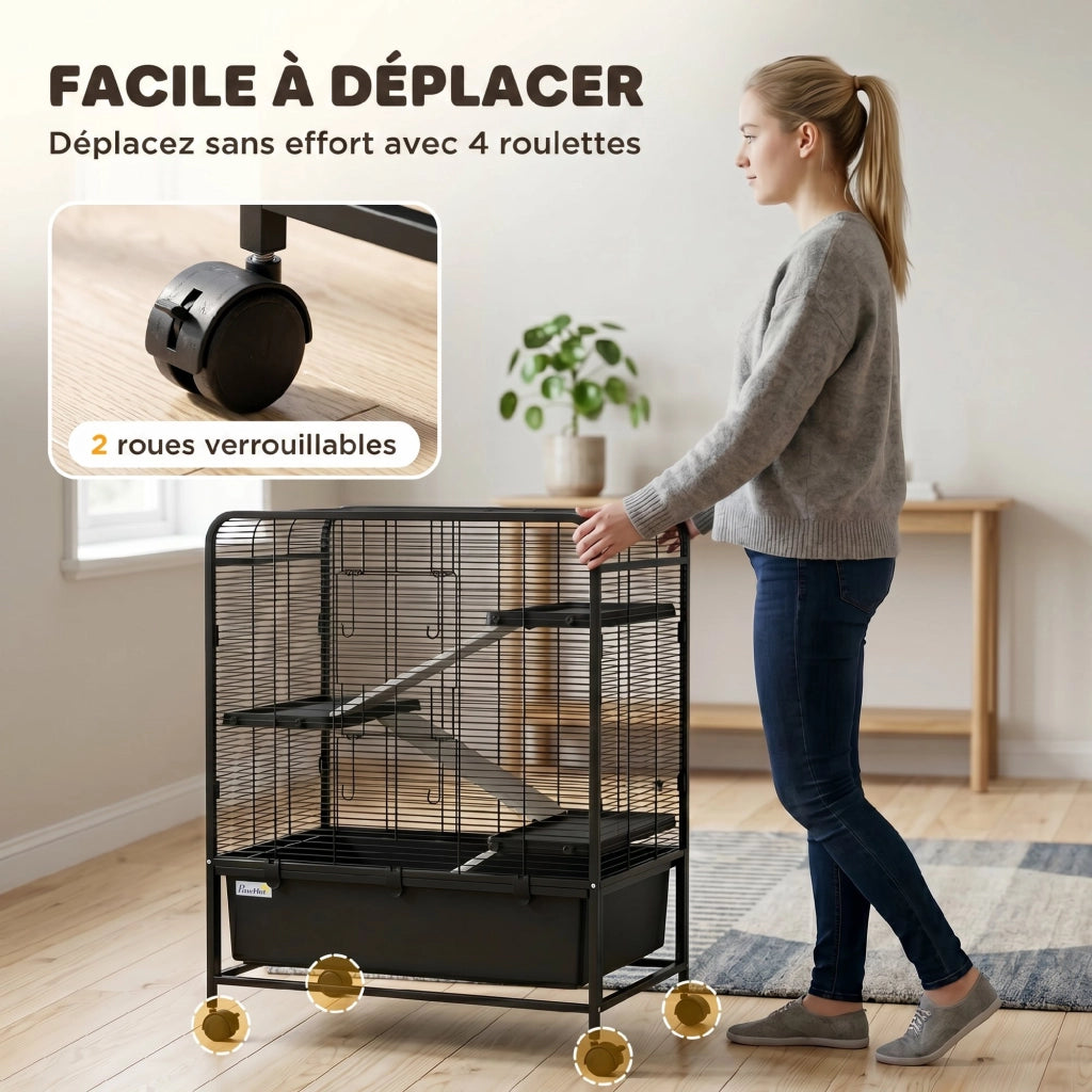Gabbia per Criceti e Piccoli Animali ¨C Zephmum ¨C Nero, 75x46x94,5cm