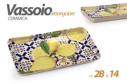 Vassoio da Tavola Cucina in Ceramica Rettangolare con Limoni 28 x 14 cm