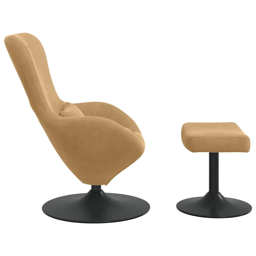 Poltrona | Sedia Egg con Pouf Marrone Velluto