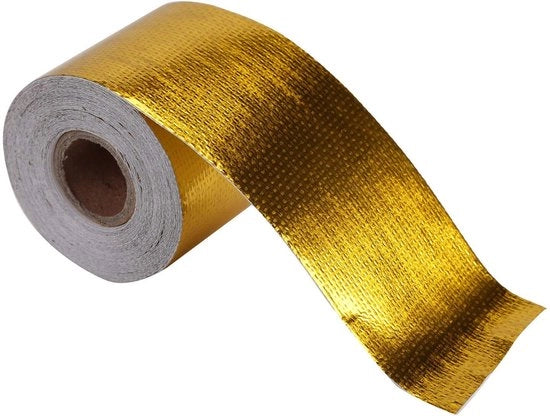 Tecnica di Protezione Termica - Isolante a Contatto - Isolante a Temperatura Alta - Nastro Isolante - Nastro di Protezione - Resistenze all'Umidità - 9 m x 5 cm - Colore Oro