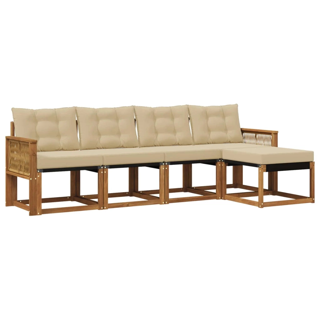 Set di divani da esterno 5 pz Naturale e Beige 3381893