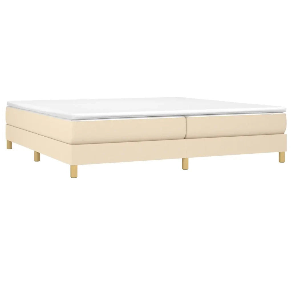 Struttura Letto a Rete a Molle-Giroletto Crema 200x200 cm in Tessuto 272174