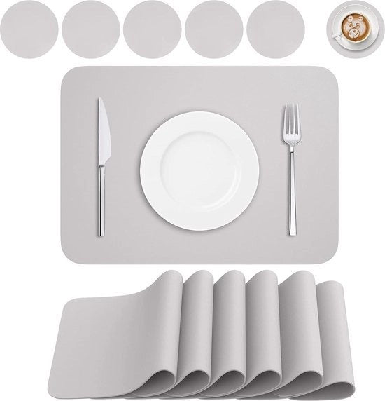 Set di 12 mattonelle per tavolo lavabili e antiscivolo - PVC mattonelle (41 x 31 cm) - lavabili e termoresistenti - grigio chiaro