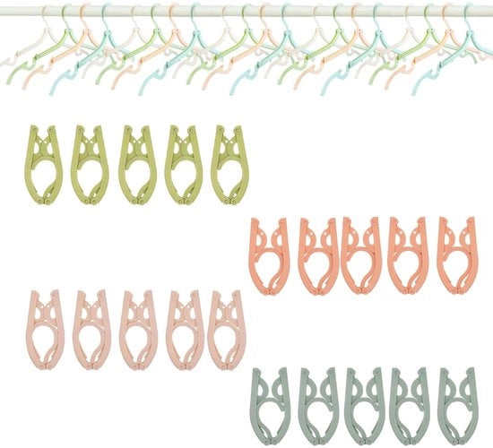 Hangers per abbuffo 20 pezzi - Spaziale - Portatile - Antiscivolo - Plastica - Cinque colori - Appoggio abiti