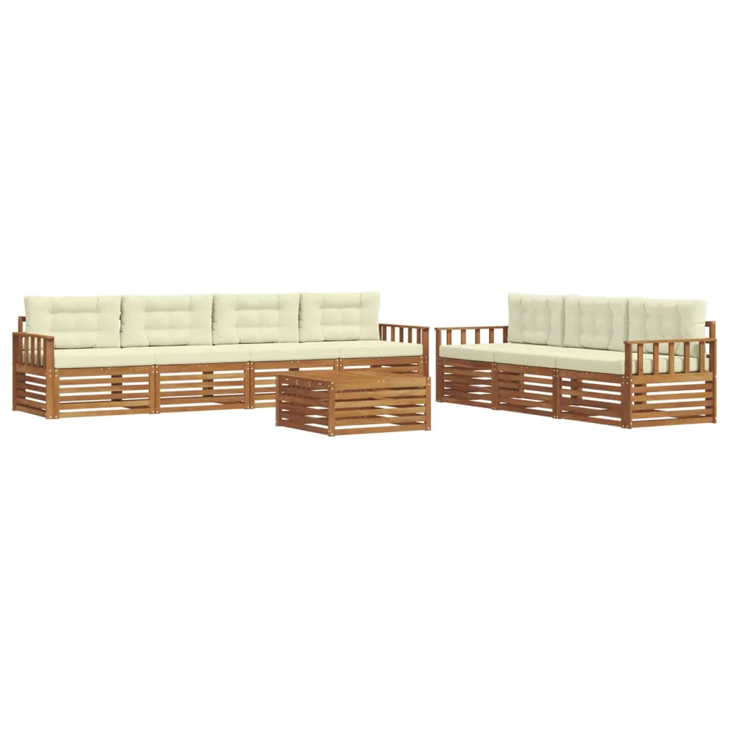 Set di divani da esterno con cuscino 8 pcs Naturale e Crema