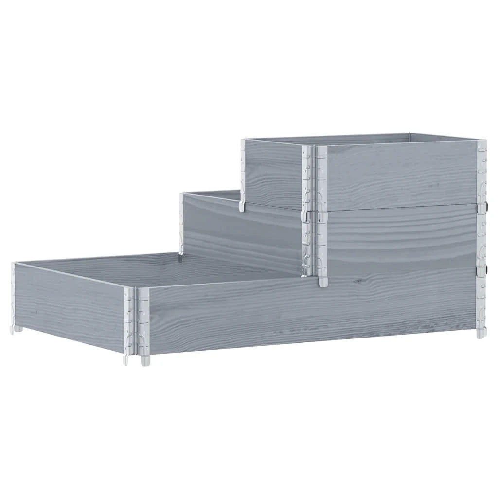 Aiuola rialzata/fioriera per piante fiori patio giardino 3 livelli 120 x 80 cm legno di pino massiccio grigio 02_0039885