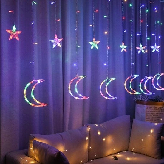 Decorazione di Natale/Ramadan per Finestre con Tendina con Luci a LED RGB - 3,5 x 1,0 Metro - Luci a LED Colorate