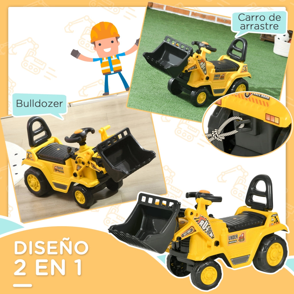 Escavatore Giocattolo per Bambini 18-48 Mesi ¨C Xylo ¨C Giallo 80x26,5x39 cm con Pala e Volante