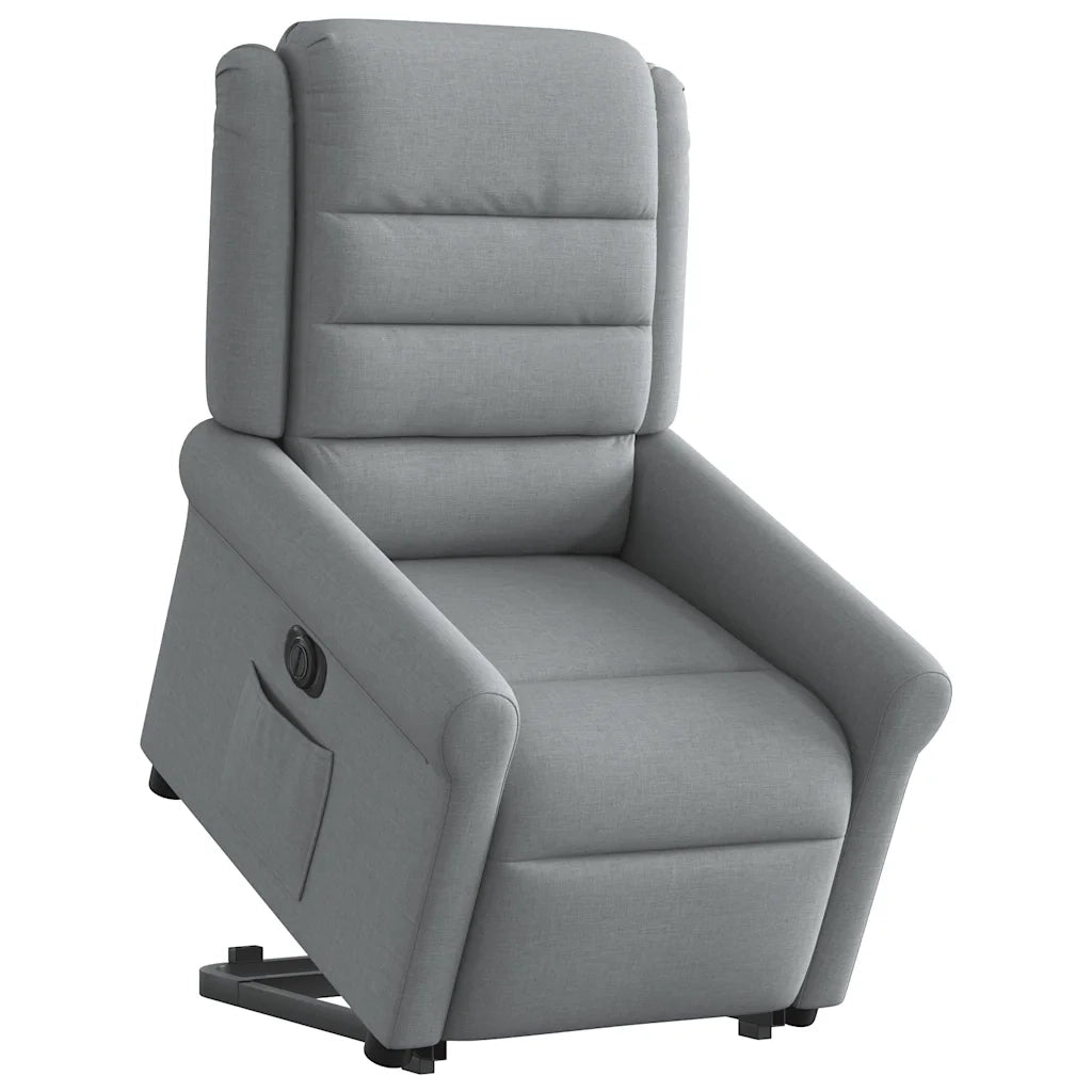 vidaXL Poltrona Reclinante Alzapersona Elettrica Grigio Chiaro Tessuto