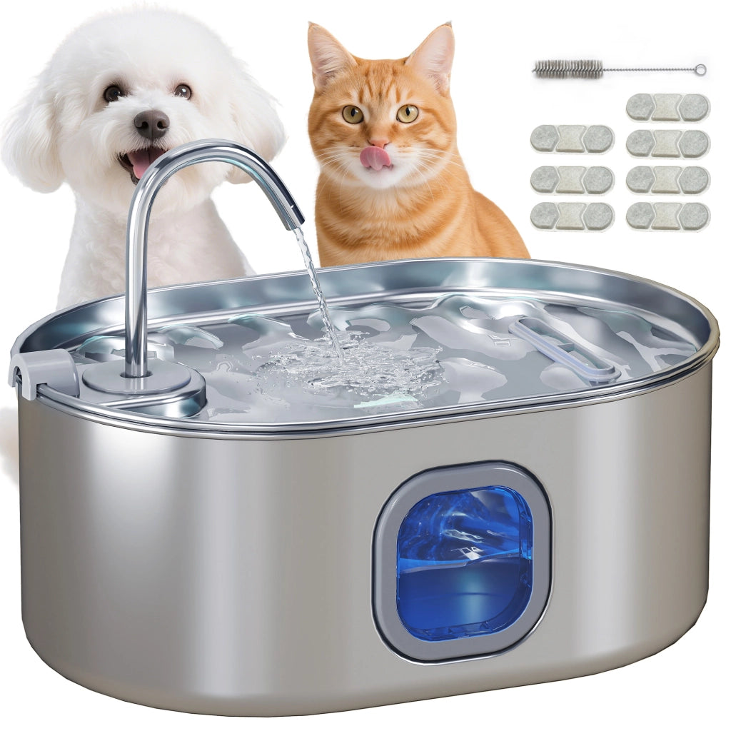 Fontana per Gatto ¨C zephmum ¨C Acciaio Inox 304, 32x22.1x22.3 cm, Argento