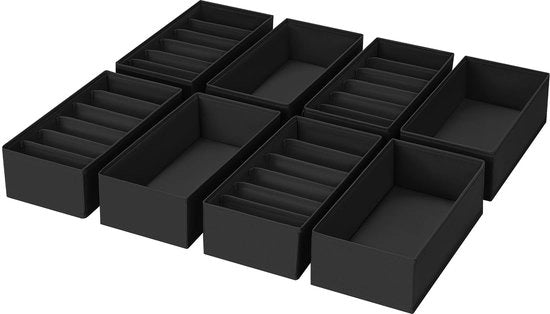 Organizzatore di carrello - Set di 8 organizzatori per capi interni, 30 x 15 x 9 cm Sistema di organizzazione per Pax Organizer, abbigliamento bambino, calze, pannolini, nero
