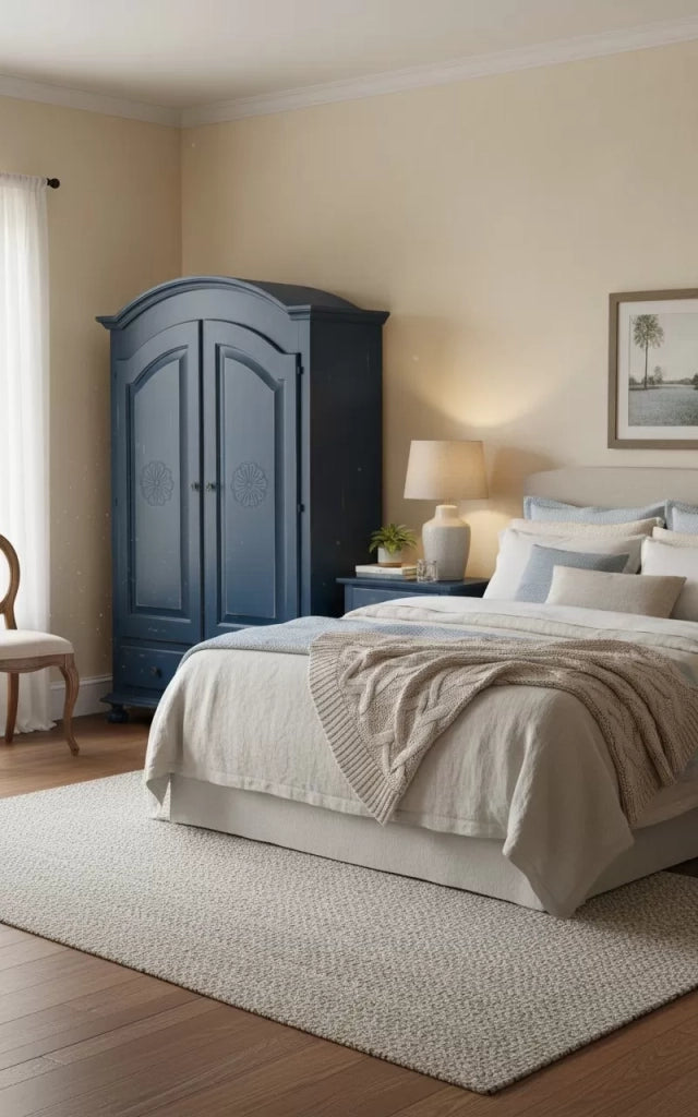 Armadio 2 porte shabby legno blu consumato 125x61x200 - Mobili 2G