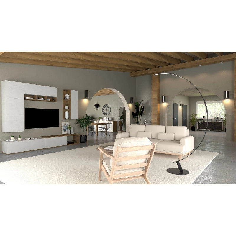 Composizione Armadio 282L x 45P x h230 – Finitura Legno Noce Stelvio e Bianco Opaco – Sarmog