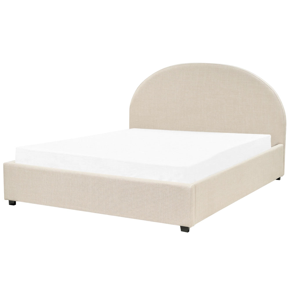 Letto matrimoniale contenitore minimalista beige 160 x 200 cm stile retrò minimalista