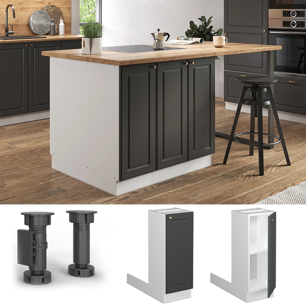 Vicco Isola cucina Landhaus antrazit-oro 30 cm senza piano di lavoro
