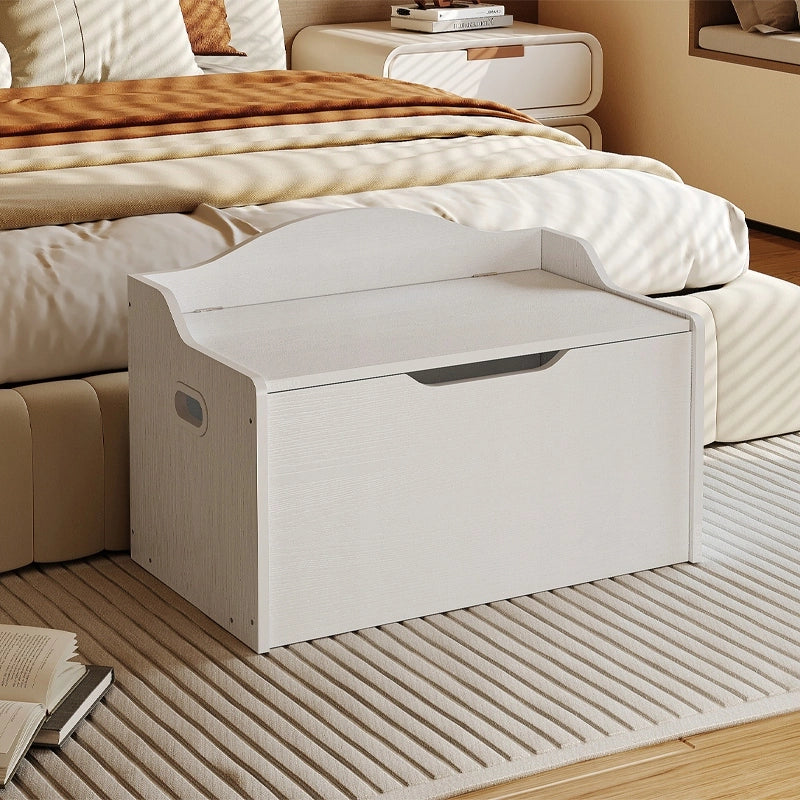 Cassapanca contenitore in legno di grandi dimensioni - Bianca, stile loft, 68 cm