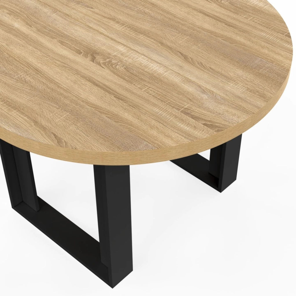 Tavolo da pranzo rotondo allungabile PHOENIX a 4 posti in legno e nero 110 cm