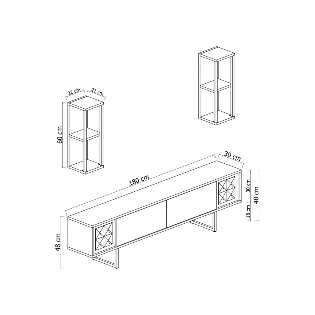 Mobile porta TV Artinay, Credenza da soggiorno, Armadio basso per TV, Base parete attrezzata, 180x30h48 cm, Antracite e Oro