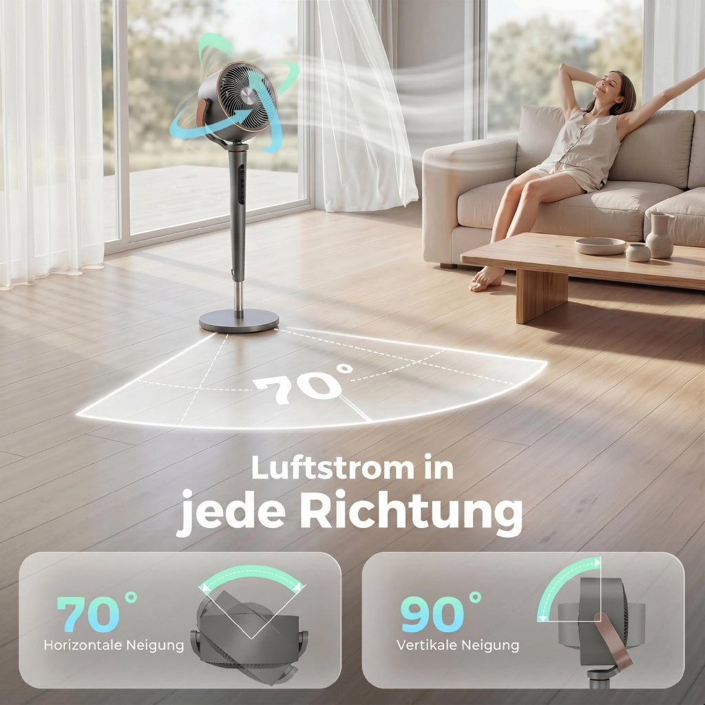 Ventilatore a Torre Oscillante con Telecomando e Display LED ¨C Zephmum ¨C Grigio