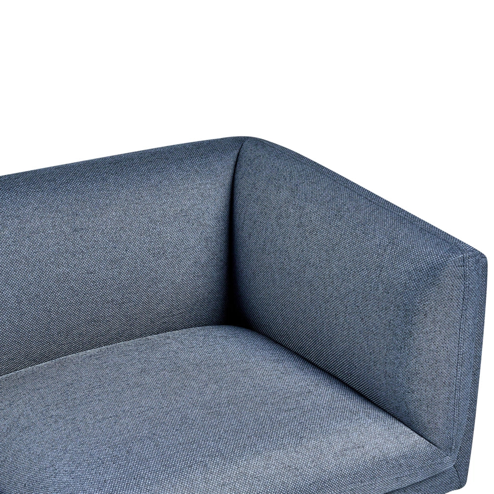 Divano a 3 posti imbottito in tessuto blu scuro legno gambe nere imbottito da salotto