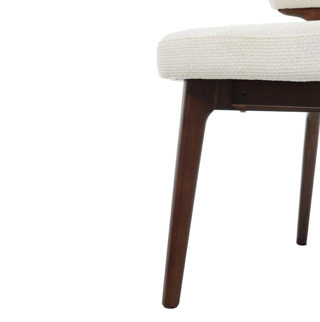 Set di 2 sedie da pranzo in chenille beige chiaro con struttura in legno massello