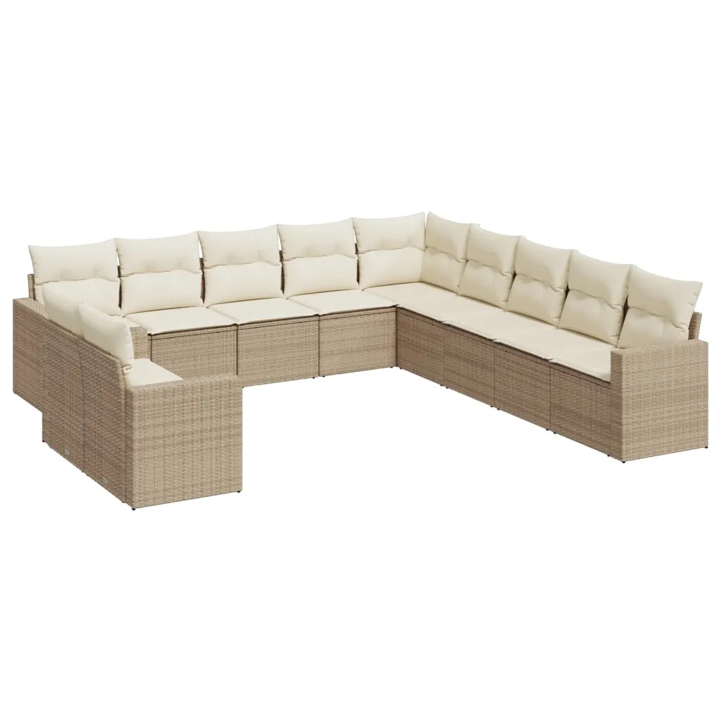 Set Divani da Giardino 11 pz con Cuscini Beige in Polyrattan 3251525