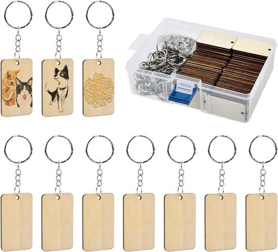 Set di 100 Fili di Legno 5 x 3 cm con Foro e Orecchioni, Perfetto per Artigianato DIY, Pittura e Decorazione di Natale