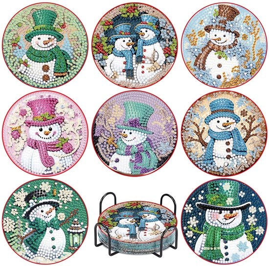 8 sottoscrivi per dipinti con supporto a forma di neve, set di hobby DIY per adulti e bambini, per decorazioni natalizie e regali di vacanza