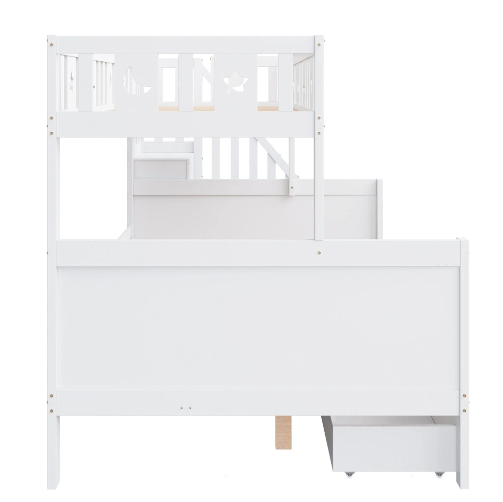 Letto a castello multifunzionale per bambini con scala contenitore e 2 cassetti