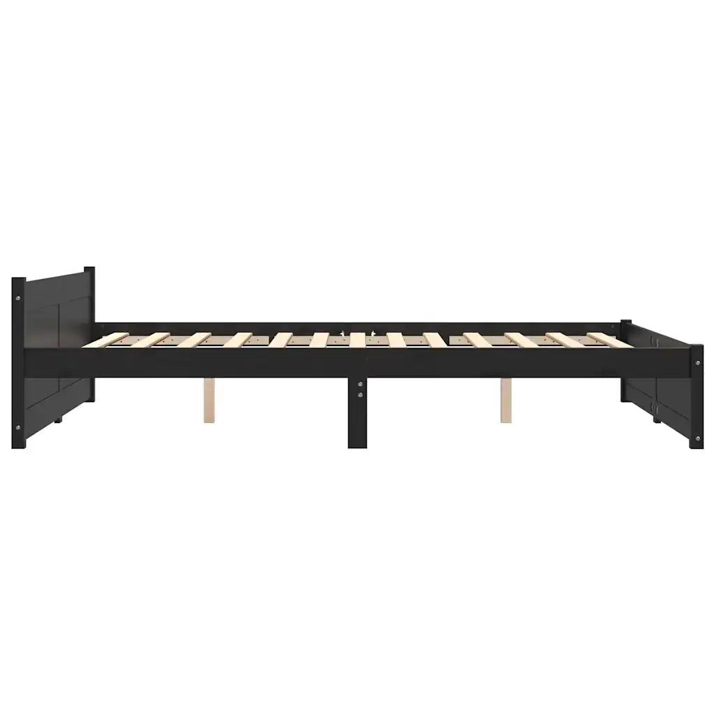 Giroletto Nero in Legno Massello 150x200 cm 5FT King Size cod mxl 59872