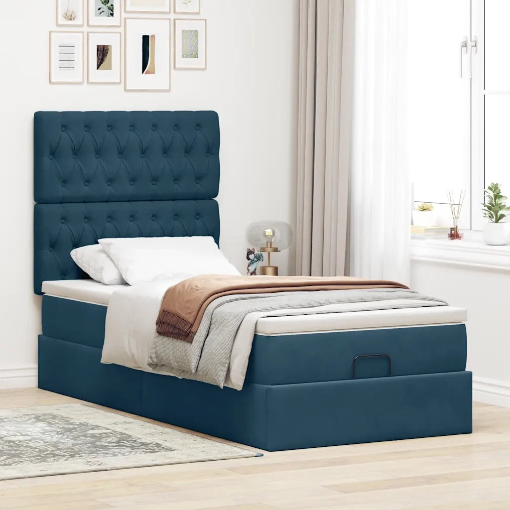 Struttura Letto Pouf con Materassi 90x190 cm in Velluto 3314364