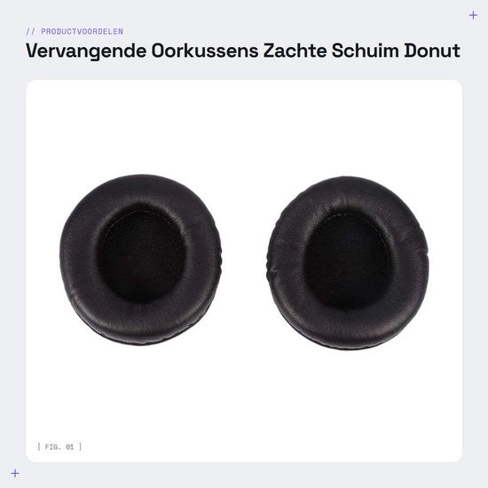 Orecchini di sostituzione in schiuma soffice - stile donut - nero - orecchini per cuffie - ideali per DJ - compatibili con MDR-V700DJ V5...
