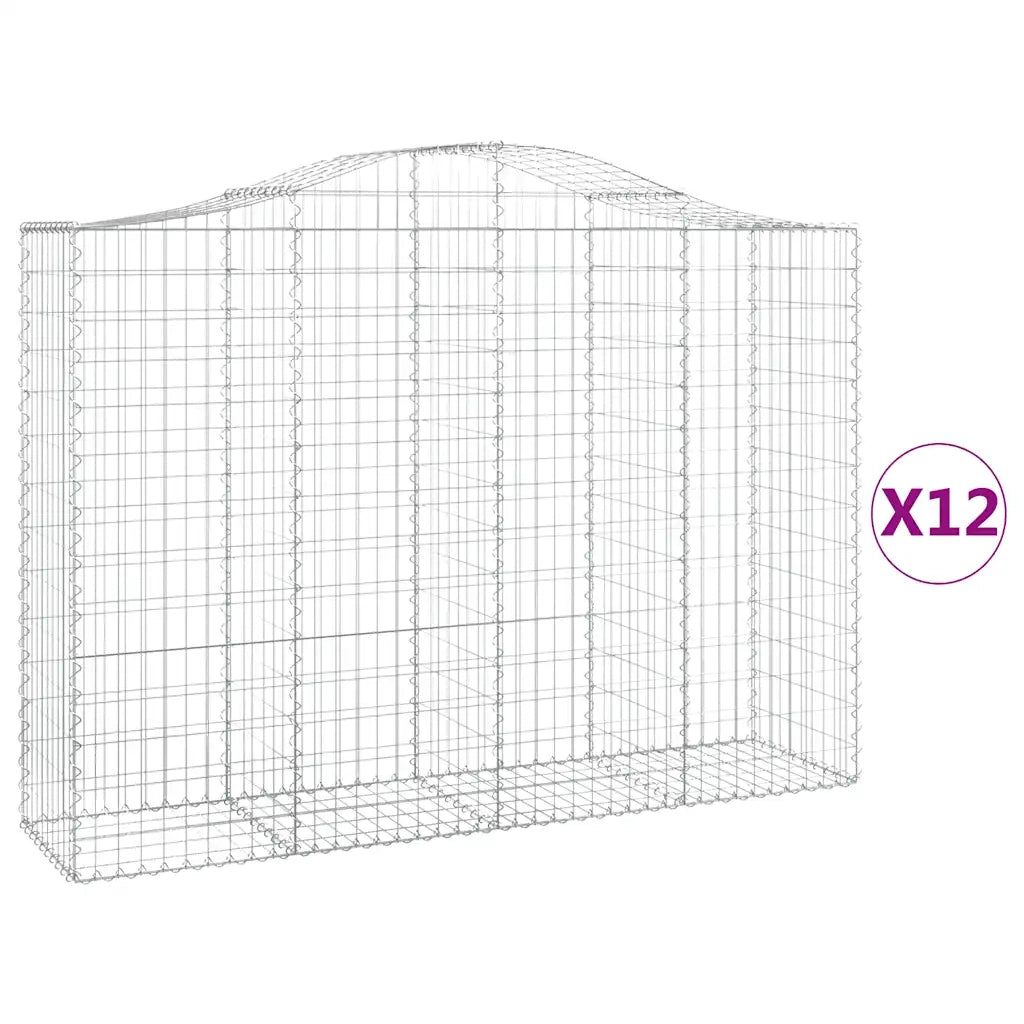 Cesti Gabbioni ad Arco 12 pz 200x50x140/160 cm Ferro Zincato 3145692