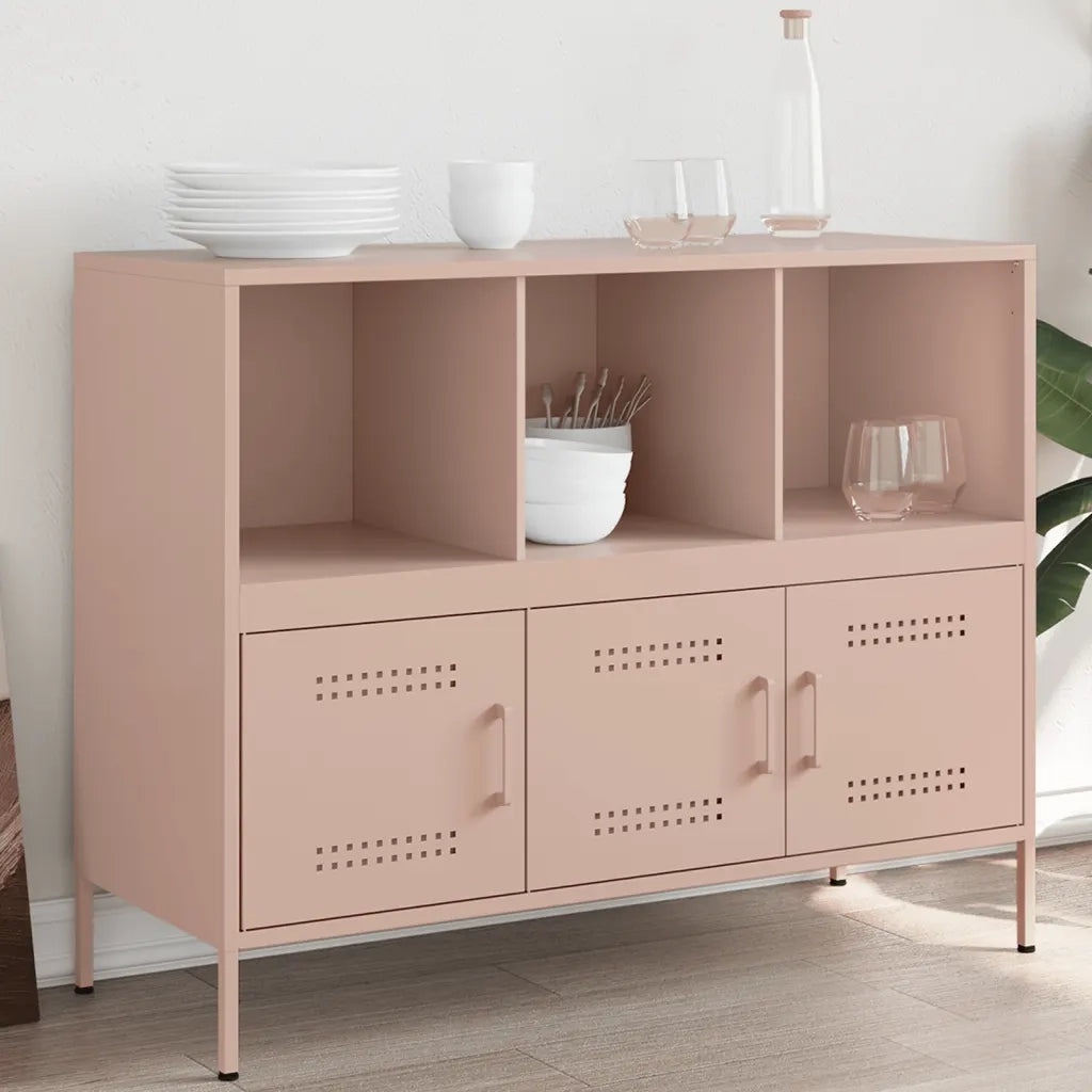 Credenza | Madia | Buffet da pranzo | Armadio da pranzo Rosa 100,5x39x79 cm in Acciaio
