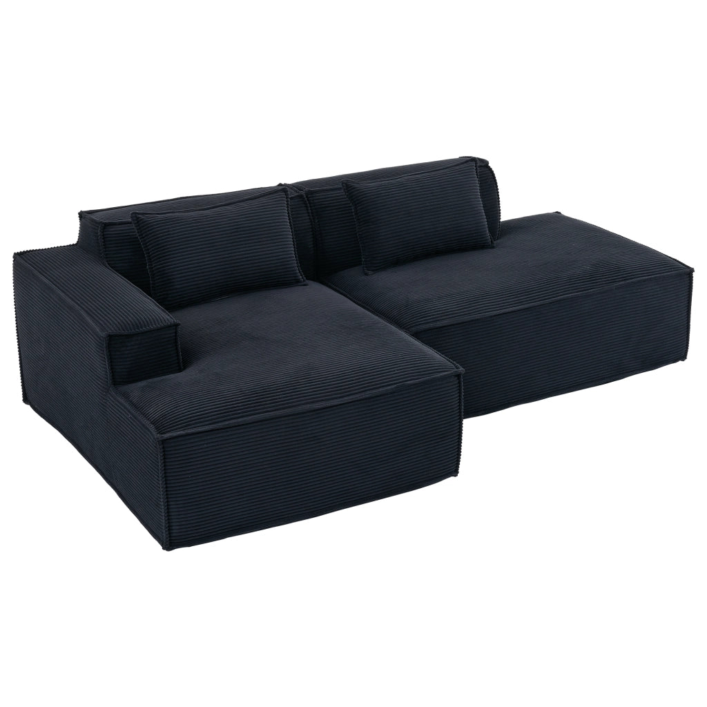Divano lineare 3 posti - con cuscini e seduta elastica - 235 cm - in poliestere nero