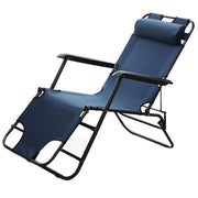 Trade Shop - Sdraio Blu Sedia Lettino Relax Prendisole Da Spiaggia Giardino Pieghevole 285001 -