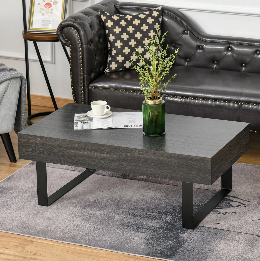 Tavolino da caffè 110x60x40 cm con ripiano aperto e cassetto in truciolato grigio scuro