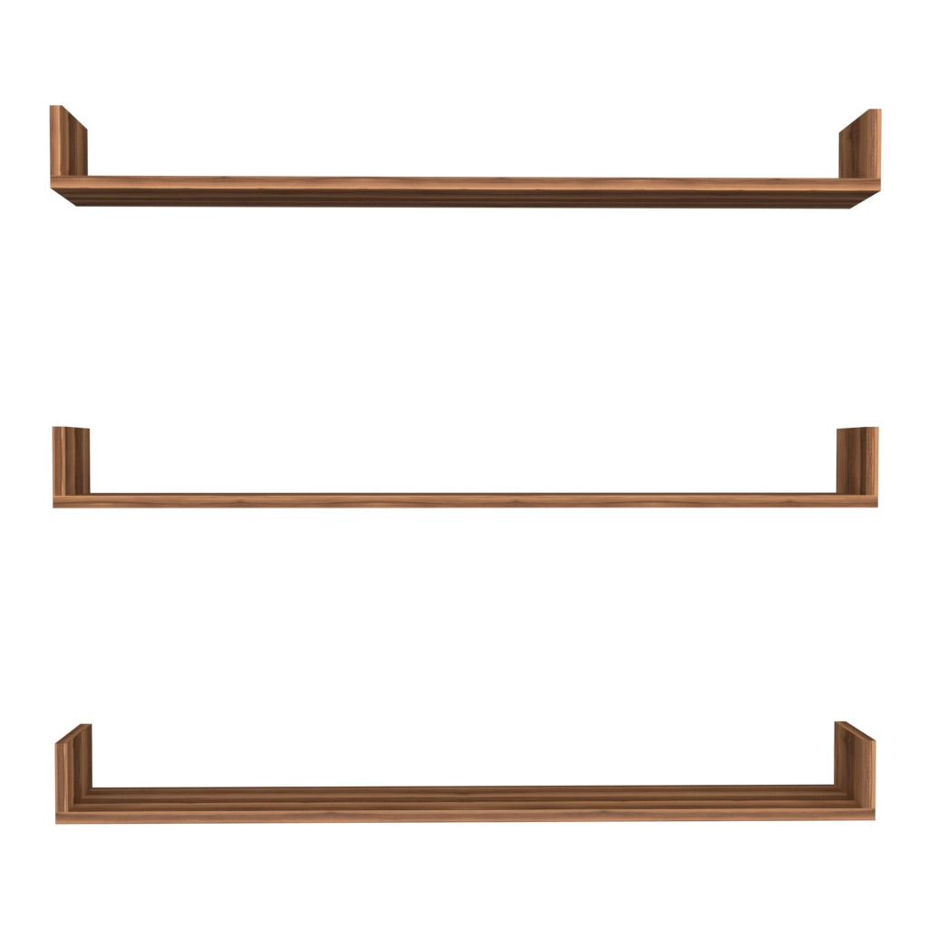 Set 'Höganäs' 3 Mensole da Muro - Consolli Pensili con Piano d'Appoggio a Forma di U - Largo 120 cm - Effetto Noce [en.casa]