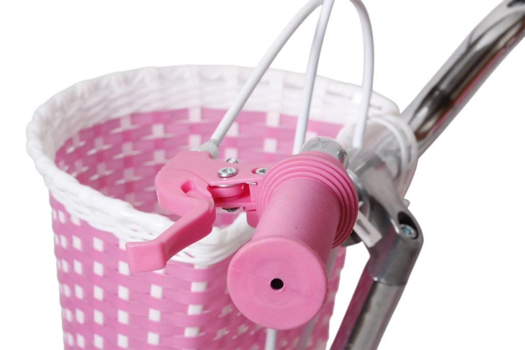 Bicicletta per Bambine Unicorn 14 Pollici con Stabilizzatori Bauletto e Cestino Rosa Rosa