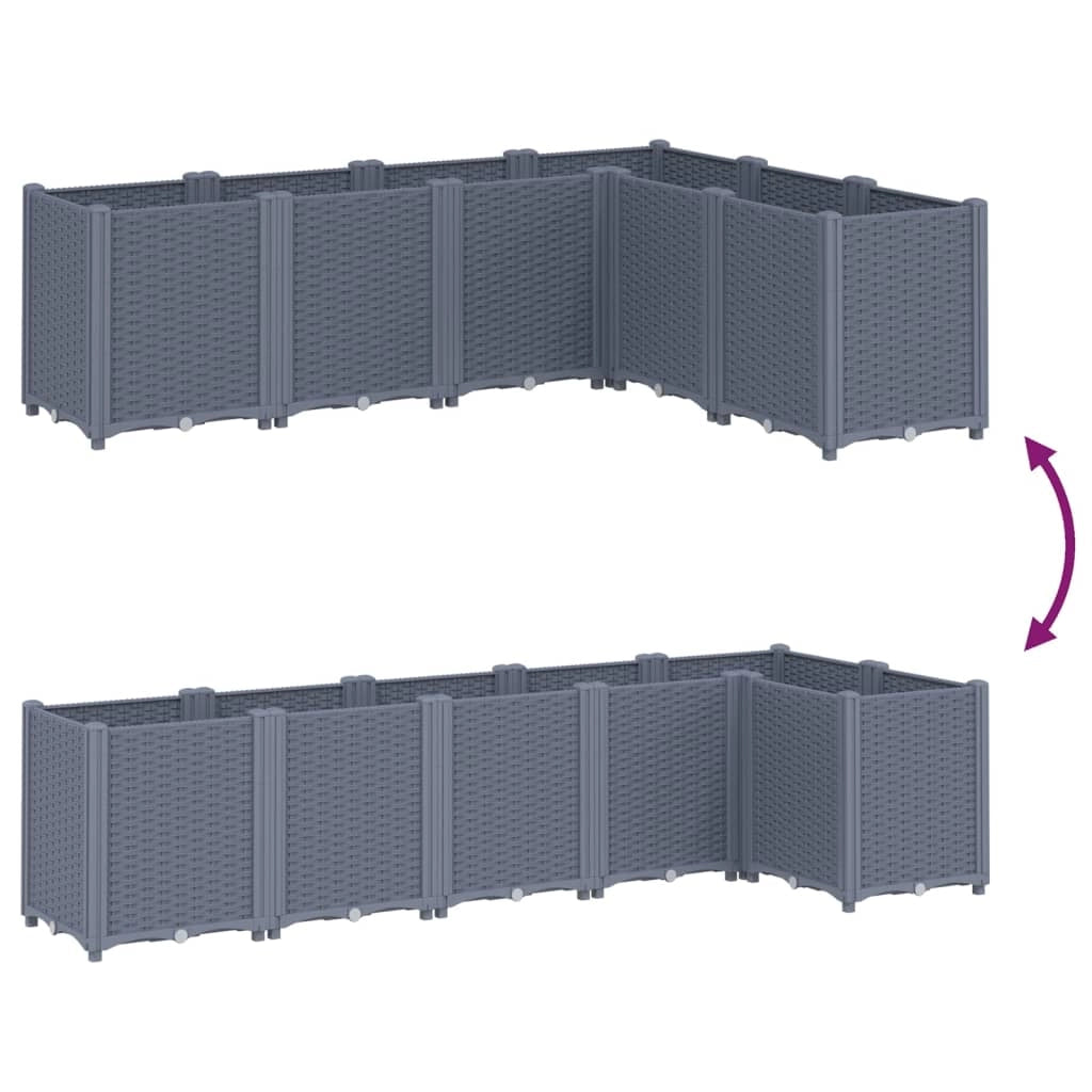 Fioriera rialzata per piante fiori terrazza giardino 160 x 120 x 53 cm PP grigio 02_0037456