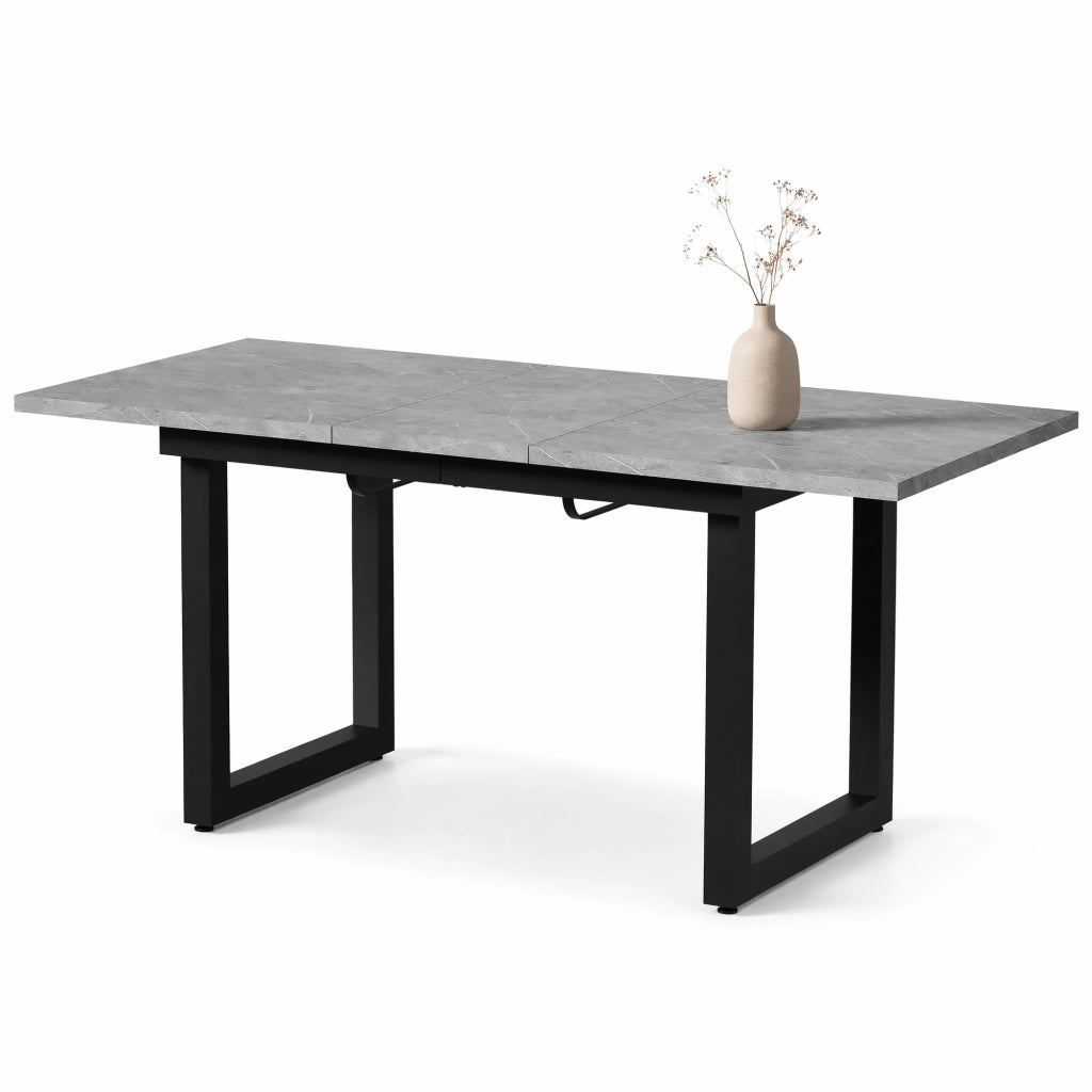 Tavolo da pranzo allungabile in MDF e metallo; stile industriale; grigio e nero