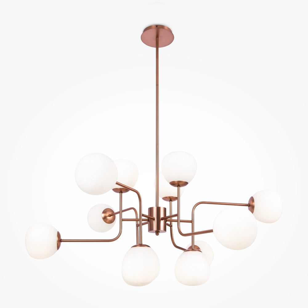 Lampadario rame con sfere bianche Maytoni MOD221-PL-12-G