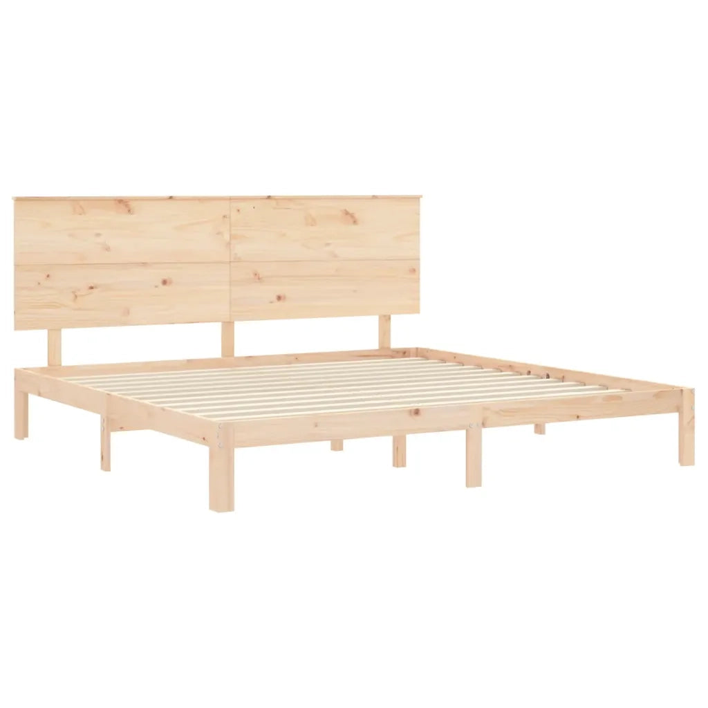Letto matrimoniale | Letto per adulti | Giroletto senza Materasso 200x200 cm in Legno Massello di Pino