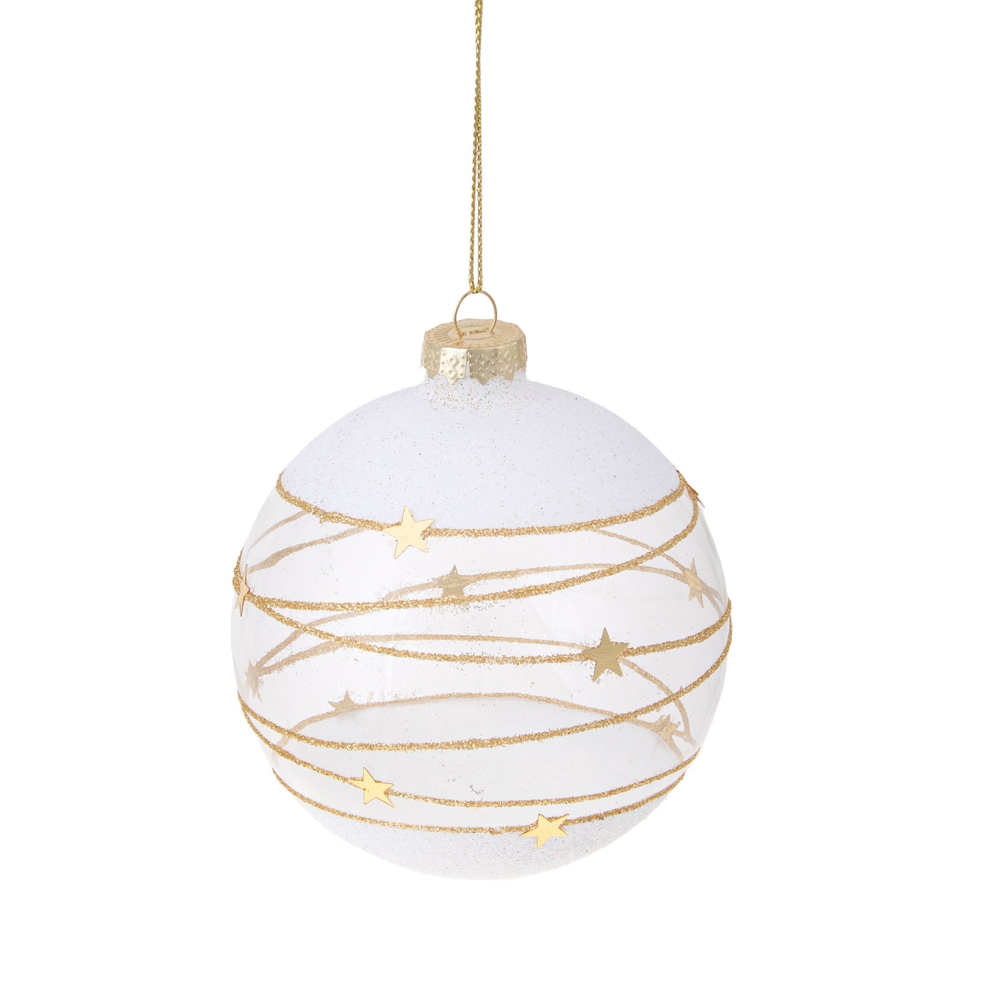 Set 8 Palline Decorative per Albero di Natale con Stelline Ø10 cm Clear/Oro